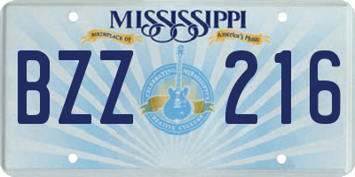 MS license plate BZZ216