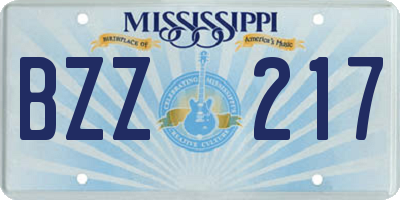 MS license plate BZZ217