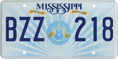 MS license plate BZZ218