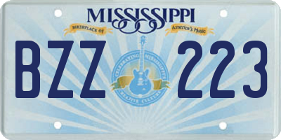MS license plate BZZ223