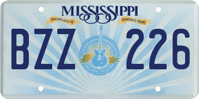 MS license plate BZZ226
