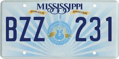 MS license plate BZZ231