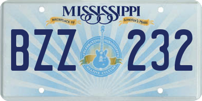 MS license plate BZZ232