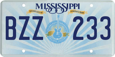 MS license plate BZZ233