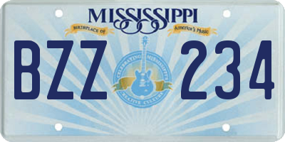 MS license plate BZZ234