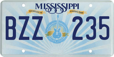 MS license plate BZZ235