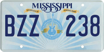 MS license plate BZZ238
