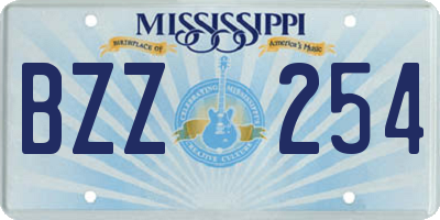 MS license plate BZZ254