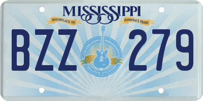 MS license plate BZZ279