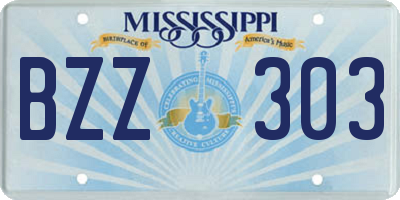 MS license plate BZZ303