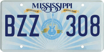 MS license plate BZZ308