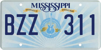 MS license plate BZZ311