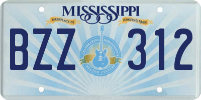 MS license plate BZZ312