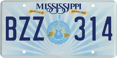 MS license plate BZZ314
