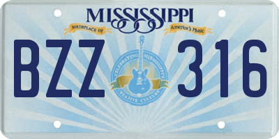 MS license plate BZZ316