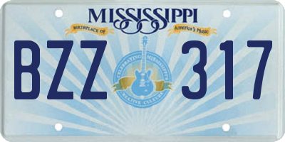 MS license plate BZZ317