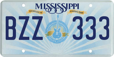 MS license plate BZZ333