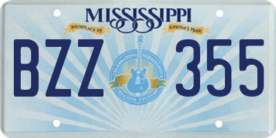 MS license plate BZZ355