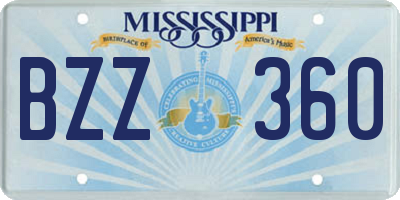 MS license plate BZZ360