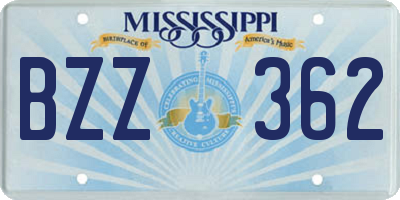 MS license plate BZZ362