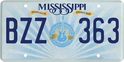MS license plate BZZ363