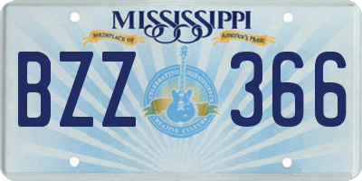 MS license plate BZZ366