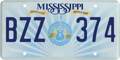 MS license plate BZZ374