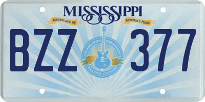 MS license plate BZZ377