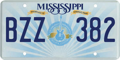 MS license plate BZZ382