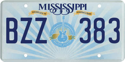 MS license plate BZZ383
