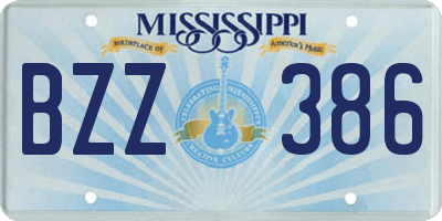 MS license plate BZZ386