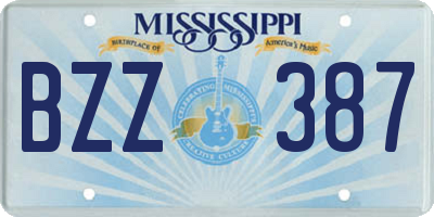MS license plate BZZ387
