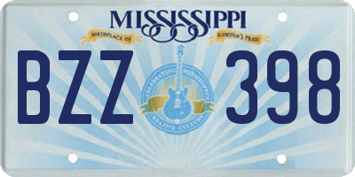 MS license plate BZZ398