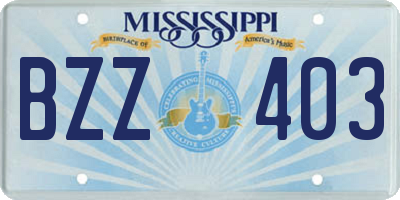 MS license plate BZZ403