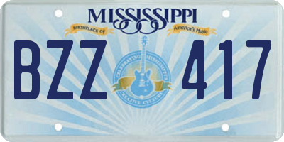 MS license plate BZZ417