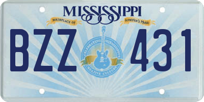 MS license plate BZZ431