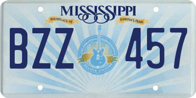 MS license plate BZZ457
