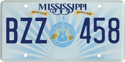 MS license plate BZZ458