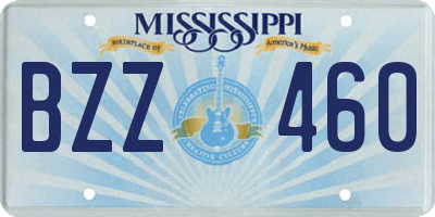 MS license plate BZZ460