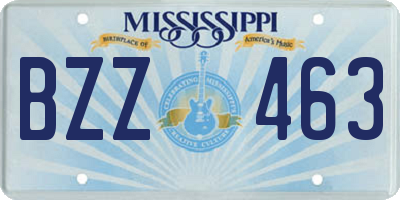 MS license plate BZZ463