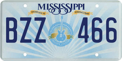 MS license plate BZZ466