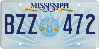 MS license plate BZZ472