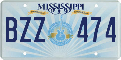 MS license plate BZZ474