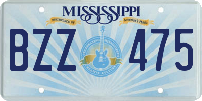 MS license plate BZZ475