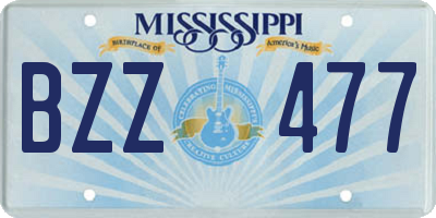 MS license plate BZZ477