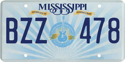 MS license plate BZZ478