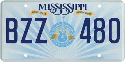 MS license plate BZZ480