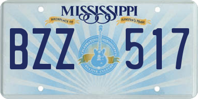 MS license plate BZZ517