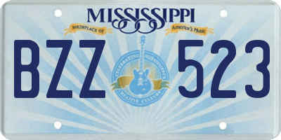 MS license plate BZZ523