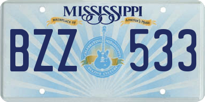 MS license plate BZZ533